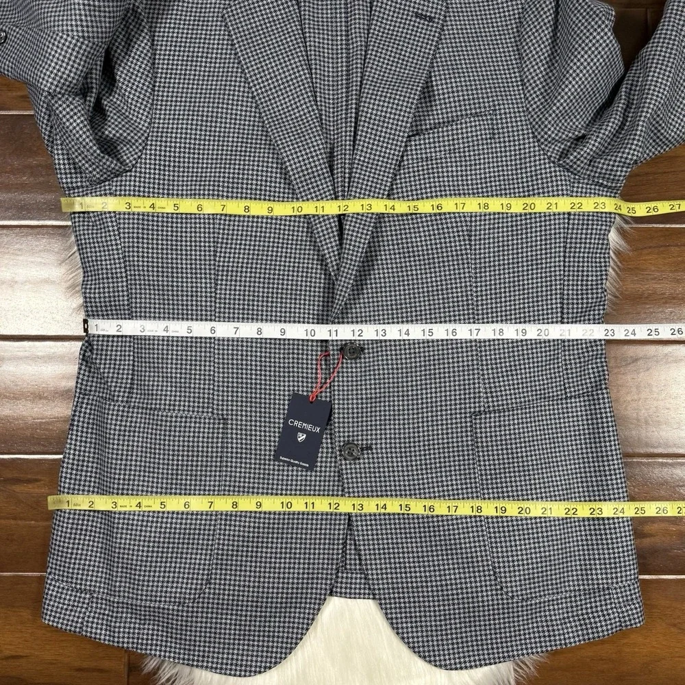 Cremieux Moon Fabric Houndstooth Blazer Jacket Mens Size XL Wool Cotton Cashmere